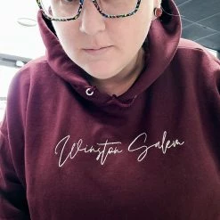 Hustle And Heart NC Embroidered Items Custom Script Font Embroidered Hooded Sweatshirt/Hoodie With Your Town/City And Zip Code