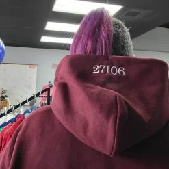 Hustle And Heart NC Embroidered Items Custom Script Font Embroidered Hooded Sweatshirt/Hoodie With Your Town/City And Zip Code