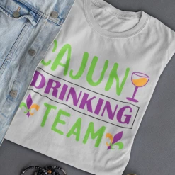 Hustle & Heart NC Cajun Drinking Team Mardi Gras Graphic Tee