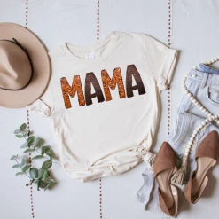 Hustle & Heart NC MAMA Western Faux Decorative Embossed Leather Graphic Tee