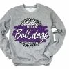 Hustle & Heart NC Faux Glitter Leopard Circle Designs Milan Bulldogs Grey Leopard Circle