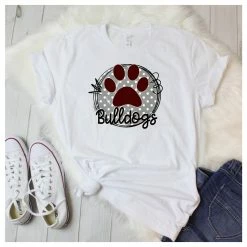 Hustle & Heart NC Bulldogs Maroon/Gray Graphic Tee Faux Glitter Leopard Circle Designs