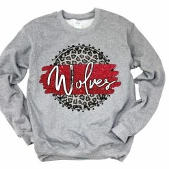 Hustle & Heart NC Wolves Red/White With Black Outline