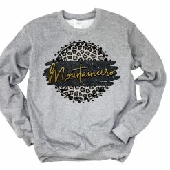 Hustle & Heart NC Faux Glitter Leopard Circle Designs Mountaineers Black And Gold