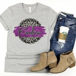 Hustle & Heart NC Raiders Purple/Black With White Outline Faux Glitter Leopard Circle Designs