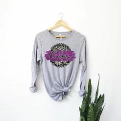 Hustle & Heart NC Raiders Purple/Black With White Outline Faux Glitter Leopard Circle Designs