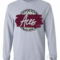 Hustle & Heart NC Faux Glitter Leopard Circle Designs Aces Grey Leopard Circle Graphic Tee