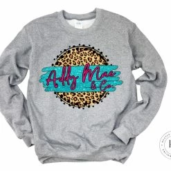 Hustle & Heart NC Addy Mae & Co. Teal And Pink Tan Leopard Customizable Name Tees