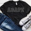 Hustle And Heart NC Faux Chenille And Glitter Letter Patch Tees Agape Black/Silver Faux Chenille Letters Graphic Tee