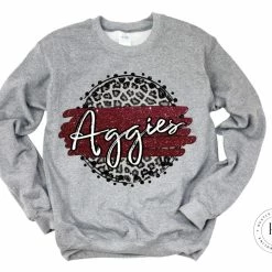 Hustle & Heart NC Aggies Burgundy And White Faux Glitter Leopard Circle Designs