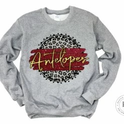 Hustle & Heart NC Faux Glitter Leopard Circle Designs Antelopes Maroon And Gold