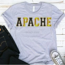 Hustle And Heart NC Apache Black/Softball Faux Chenille Letters Graphic Tee