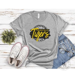 Hustle & Heart NC Arcadia Valley Tigers Grey Leopard Graphic Tee