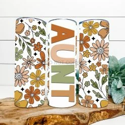 Hustle & Heart NC Aunt Wildflower Completed 20oz Skinny Tumbler