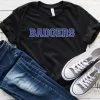 Hustle And Heart NC Badgers Blue Faux Chenille Letters Graphic Tee Faux Chenille And Glitter Letter Patch Tees