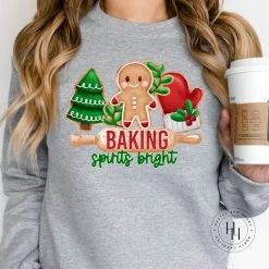 Hustle & Heart NC Baking Spirits Bright Graphic Tee Christmas