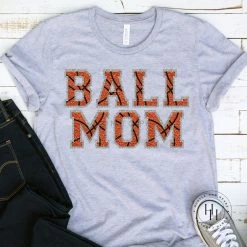 Hustle And Heart NC Faux Chenille And Glitter Letter Patch Tees Ball Mom Faux Chenille Letters Graphic Tee