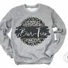 Hustle & Heart NC Bar-Tees Black/White Faux Glitter Leopard Circle Designs