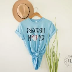 Hustle & Heart NC Baseball Mama Cute Baseball Heart Graphic Tee