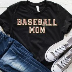 Hustle And Heart NC Baseball MOM Faux Chenille Letters Graphic Tee Faux Chenille And Glitter Letter Patch Tees