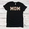 Hustle And Heart NC Faux Chenille And Glitter Letter Patch Tees Baseball MOM Faux Chenille Letters Graphic Tee