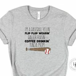 Hustle & Heart NC Baseball Yellin Coffee Drinkin Kinda Mom Graphic Tee Mascot Pride