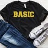 Hustle And Heart NC Faux Chenille And Glitter Letter Patch Tees Basic Yellow/Gold Faux Chenille Letters Graphic Tee