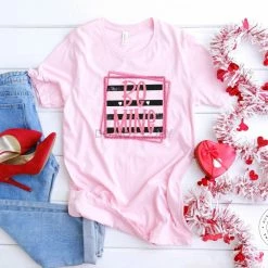 Hustle & Heart NC Be Mine Framed Stripes Graphic Tee Valentine's Day
