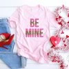 Hustle & Heart NC Valentine's Day Be Mine Hot Pink And Leopard Split Graphic Tee
