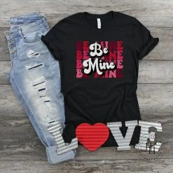 Hustle & Heart NC Valentine's Day Be Mine Stacked Retro Graphic Tee