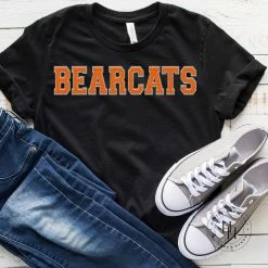 Hustle And Heart NC Faux Chenille And Glitter Letter Patch Tees Bearcats Orange Faux Chenille Letters Graphic Tee