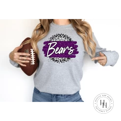 Hustle & Heart NC Bears Purple With Grey Leopard