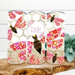 Hustle & Heart NC Tumbler Of The Week Bee Kind Completed 20oz Skinny Tumbler