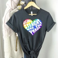 Hustle And Heart NC Being Straight Was The Phase Pride Graphic Tee LGBTQIA+ Pride/Equality