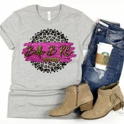 Hustle & Heart NC Faux Glitter Leopard Circle Designs Bella B KC Boutique