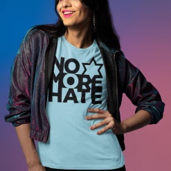 Hustle And Heart NC No More Hate Jewish Star Graphic Tee