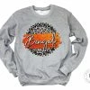 Hustle & Heart NC Bengals Orange/White With Black Outline Faux Glitter Leopard Circle Designs