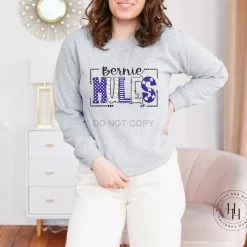 Hustle & Heart NC School Doodle Designs Bernie Mules Blue/Silver/White Doodle Graphic Tee