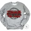 Hustle & Heart NC Faux Glitter Leopard Circle Designs Berryton Buffalos Grey Leopard Graphic Tee