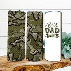 Hustle & Heart NC Best Dad Ever Camo Completed 20oz Skinny Tumbler Tumbler Of The Week