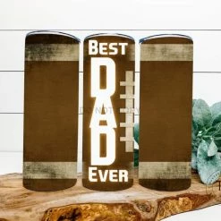 Hustle & Heart NC Best Dad Ever Football Completed 20oz Skinny Tumbler