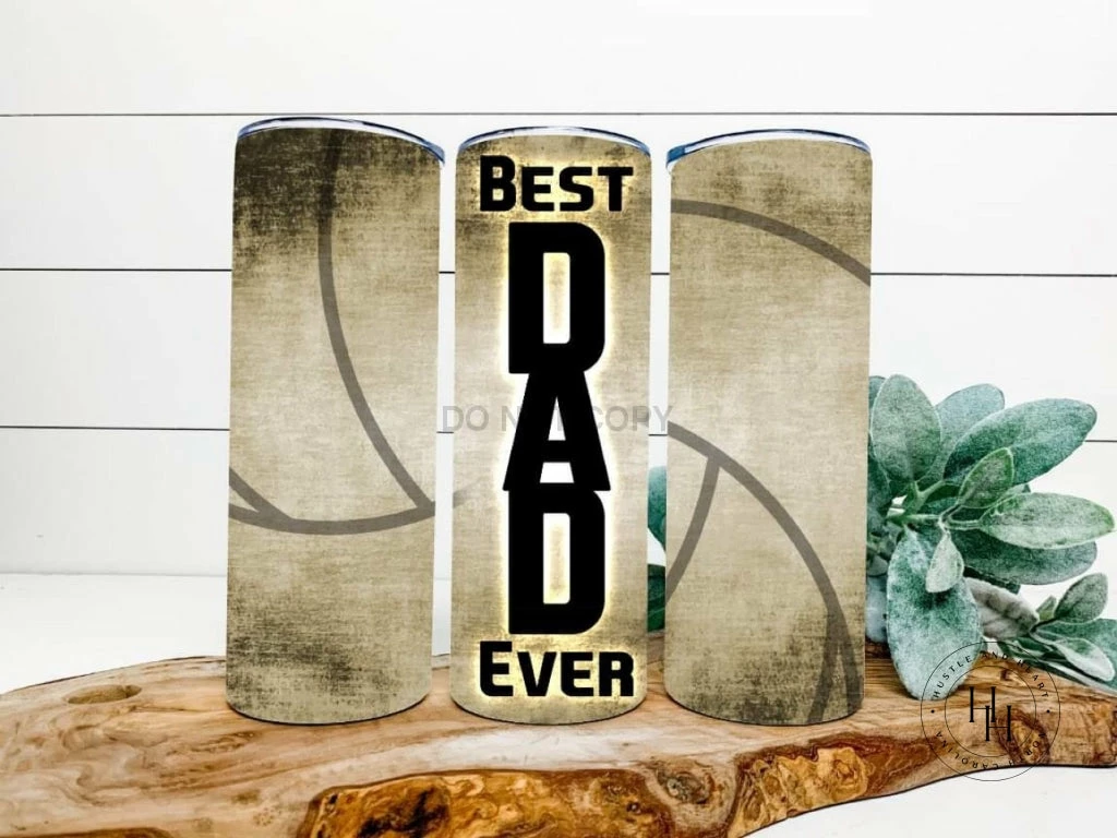 Hustle & Heart NC Best Dad Ever Volleyball Completed 20oz Skinny Tumbler Tumbler Of The Week