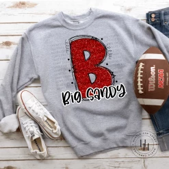 Hustle & Heart NC School Doodle Designs Big Sandy Red Glitter Varsity Doodle