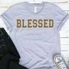 Hustle And Heart NC Blessed Leopard Faux Chenille Letters Graphic Tee
