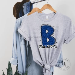 Hustle & Heart NC Blue Devils Blue Glitter Varsity Doodle School Doodle Designs