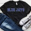 Hustle And Heart NC Blue Jays Faux Chenille Letters Graphic Tee Faux Chenille And Glitter Letter Patch Tees