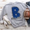 Hustle & Heart NC School Doodle Designs Blue Jays Blue Glitter Varsity Doodle
