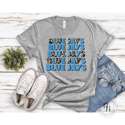 Hustle & Heart NC Blue Jays Blue Repeating Graphic Tee Repeating Mascot Designs