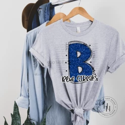 Hustle & Heart NC Blue Streaks Blue Glitter Varsity Doodle School Doodle Designs