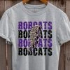 Hustle And Heart NC Lightning Bolt Designs Bobcats Purple/Black Lightning Bolt Graphic Tee